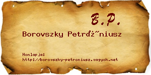 Borovszky Petróniusz névjegykártya